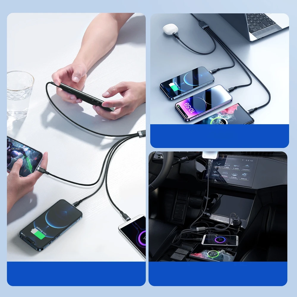 USB duomenų kabelis Joyroom S-1T4018A18 4in1 USB-C / Lightning / 3.5A /1.2m (juodas)