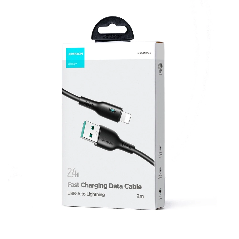Joyroom Premium Series A13 USB-A / Lightning 2.4A kabelis 2m – juodos spalvos
