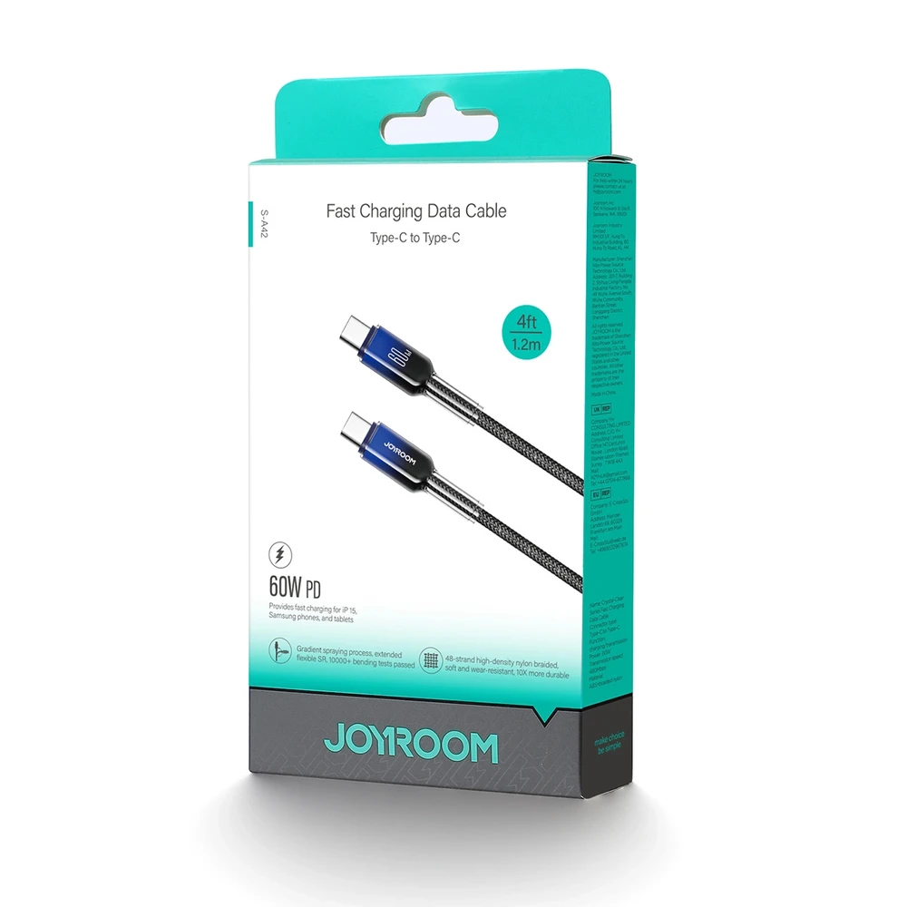 Joyroom S-A42 60W USB-C kabelis 1.2m juodos spalvos