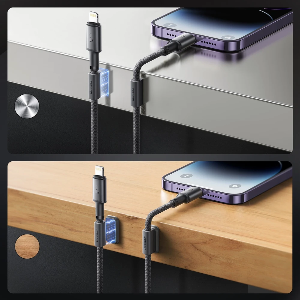 USB kabelis Joyroom SA-50 USB-A to Lightning 3A 1.2m tamsiai pilkas