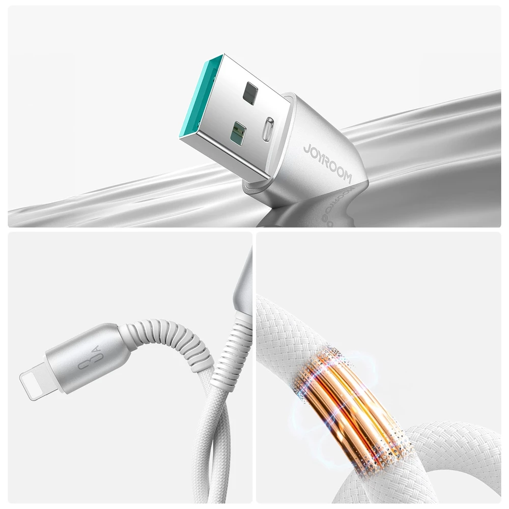 USB kabelis Joyroom S-A51 USB-A į Lightning 3A 1.2m pilkas