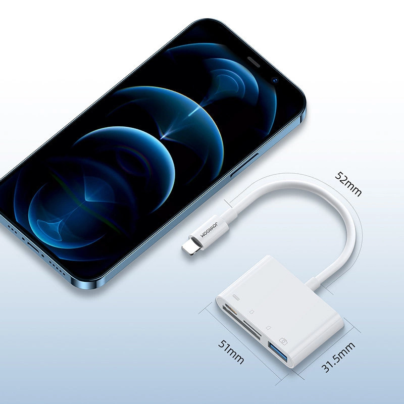 Lightning - USB OTG adapteris Joyroom S-H142 SD kortelių skaitytuvas Micro SD - baltas