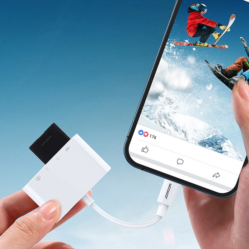 Lightning - USB OTG adapteris Joyroom S-H142 SD kortelių skaitytuvas Micro SD - baltas