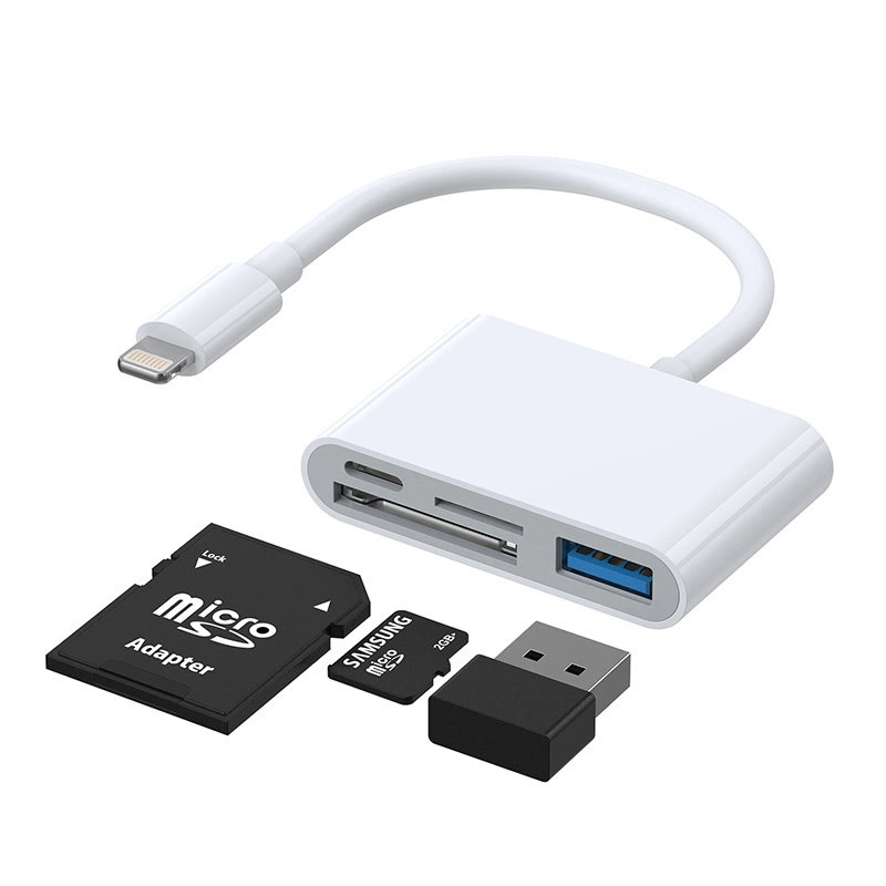Lightning - USB OTG adapteris Joyroom S-H142 SD kortelių skaitytuvas Micro SD - baltas