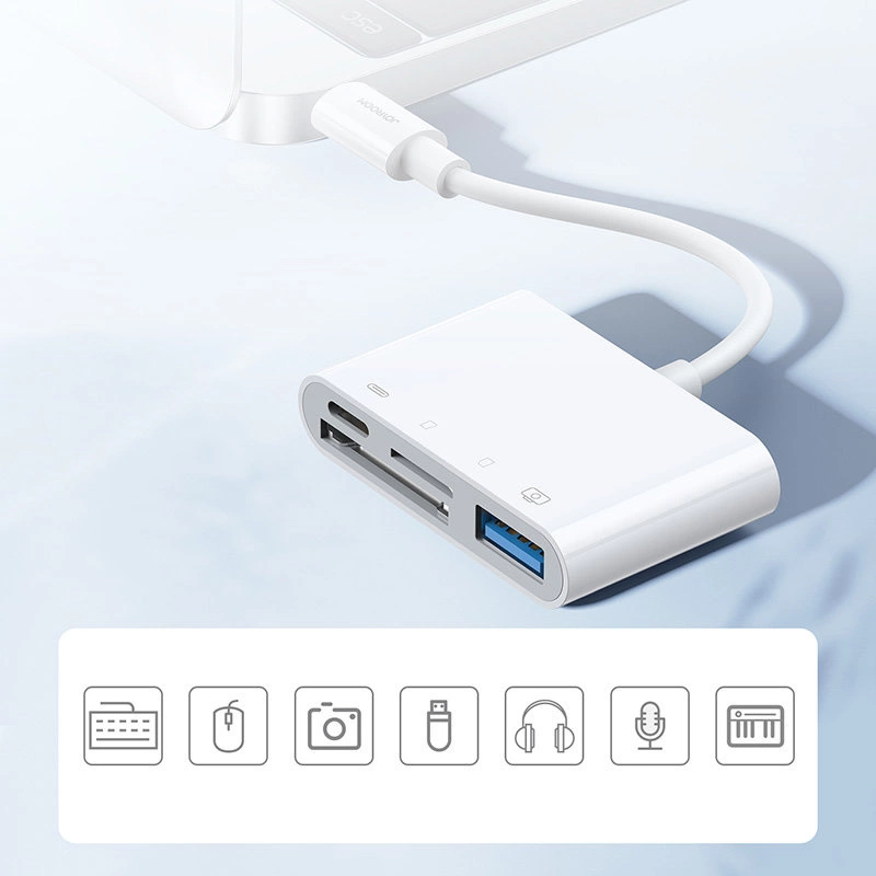Lightning - USB OTG adapteris Joyroom S-H142 SD kortelių skaitytuvas Micro SD - baltas