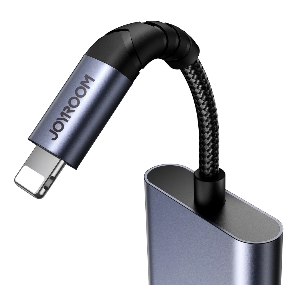 Du viename garso adapteris Joyroom SY-L01 Lightning iki 3.5 mm + Lightning (juodas)