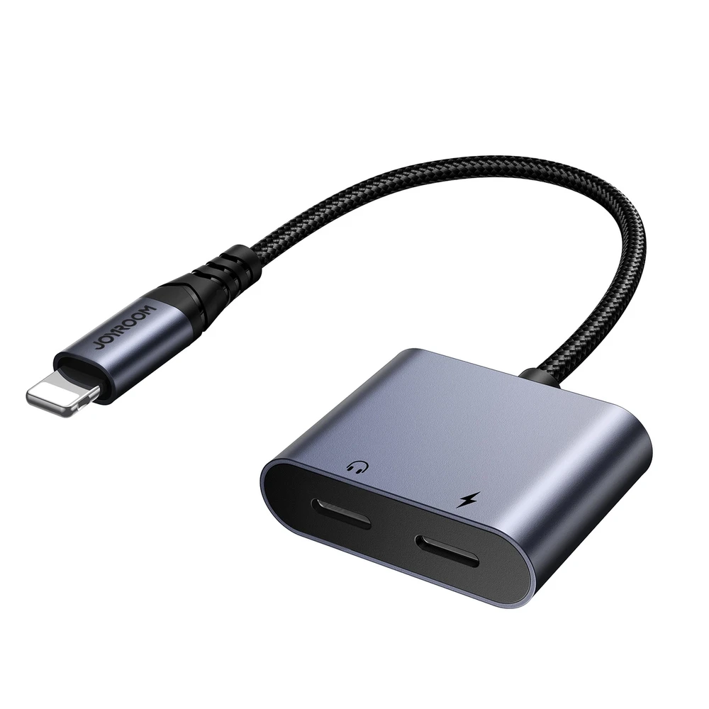 Du viename garso adapteris Joyroom SY-L02 Lightning į dvigubą žaibą (juodas)