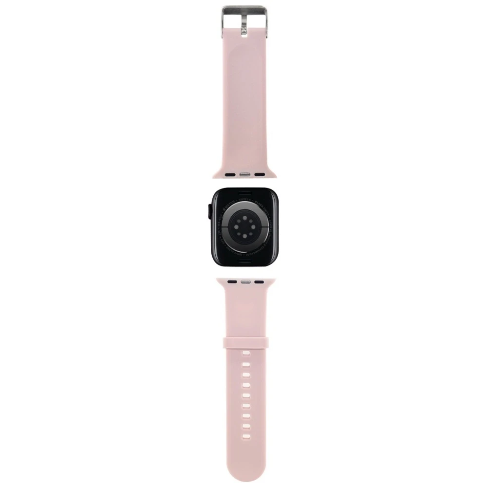 Apyrankė laikrodžiui Apple Watch 1 / 2 / 3 / 4 / 5 / 6 / 7 / 8 / SE / Ultra (42 / 44 / 45 / 49 mm) Karl Lagerfeld Strap 3D Rubber Karl&Choupette Heads (KLAWLSLKCNP) rožinės spalvos