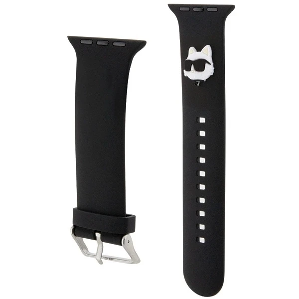 Karl Lagerfeld apyrankė KLAWLSLCNK Apple Watch 42/44/45/49mm juodos spalvos apyrankė 3D Rubber Choupette Head