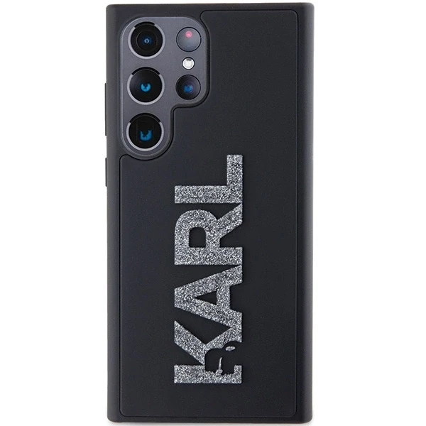 Samsung Galaxy S24 Ultra Karl Lagerfeld dėklas 3D Rubber Glitter Logo (KLHCS24L3DMBKCK) juodos spalvos