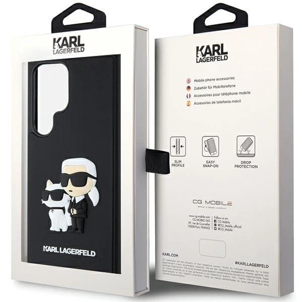 Dėklas Oem Original faceplate case Karl Lagerfeld KLHCS24L3DRKCNK for SASMSUNG S24 Ultra (3D RUBBER KC NFT) juodas