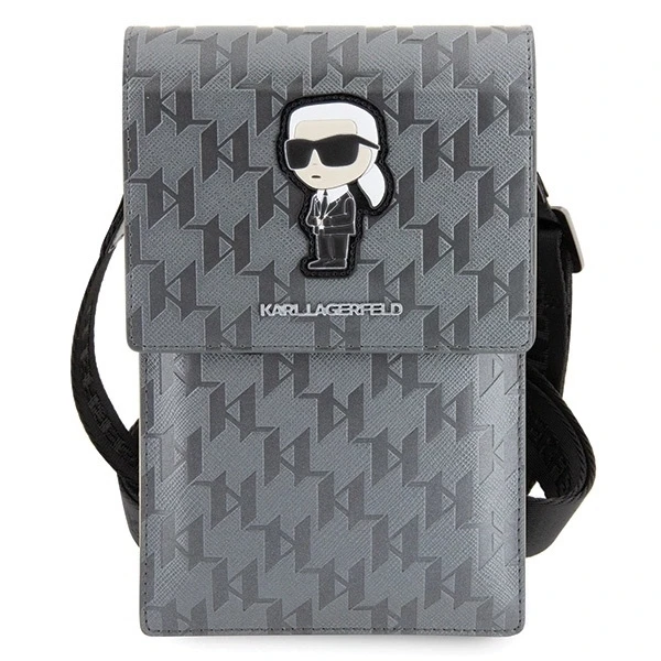 Karl Lagerfeld krepšys Saffiano Monogram Ikonik (KLWBSAKHPKG) sidabrinės spalvos