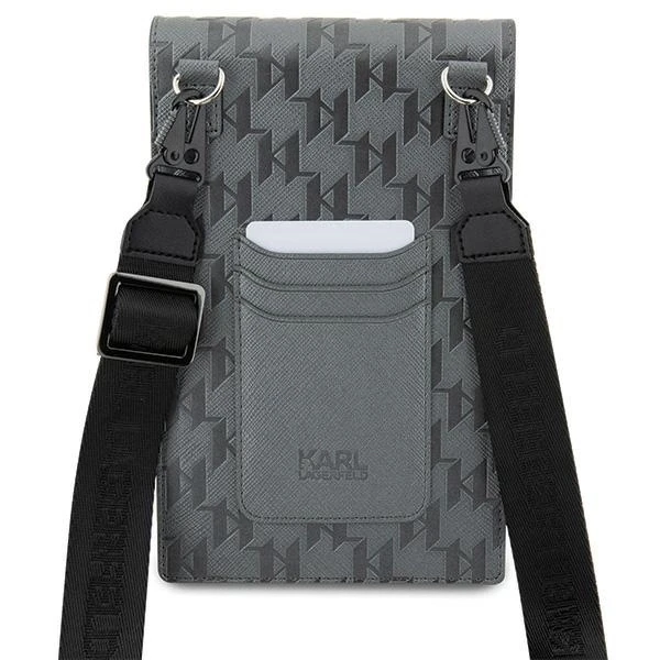 Karl Lagerfeld krepšys Saffiano Monogram Ikonik (KLWBSAKHPKG) sidabrinės spalvos