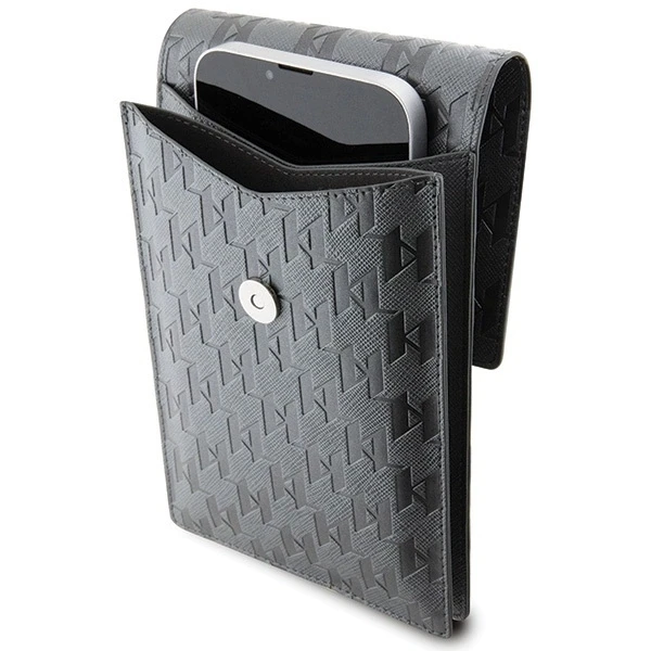 Karl Lagerfeld krepšys Saffiano Monogram Ikonik (KLWBSAKHPKG) sidabrinės spalvos