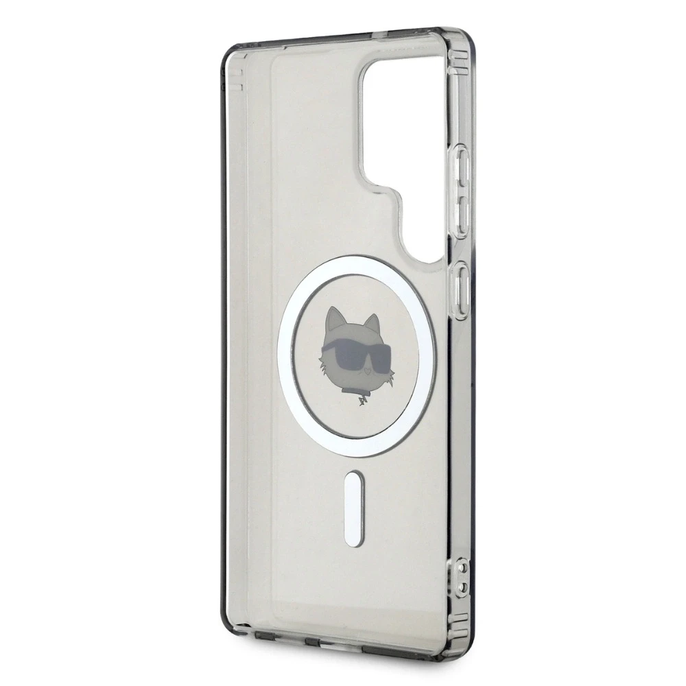 Dėklas Karl Lagerfeld Button Choupette Head Printed Logo MagSafe Samsung Galaxy S25 Ultra juodos spalvos