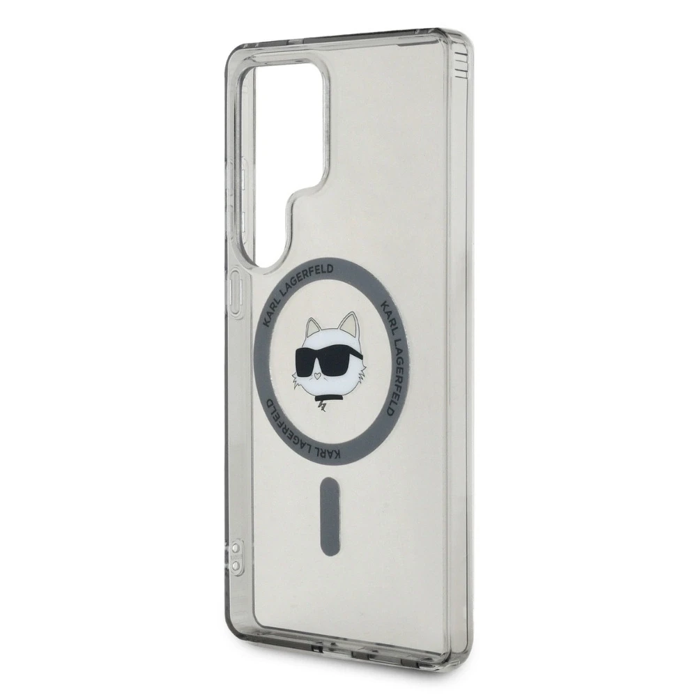 Dėklas Karl Lagerfeld Button Choupette Head Printed Logo MagSafe Samsung Galaxy S25 Ultra juodos spalvos