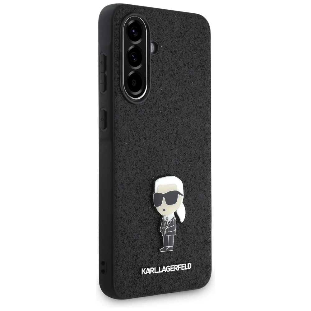 Karl Lagerfeld dėklas skirtas Samsung Galaxy A36 KLHCSA36GKNPSK (Fixed Glitter W/ Ikonik Metal Pin) juodos spalvos