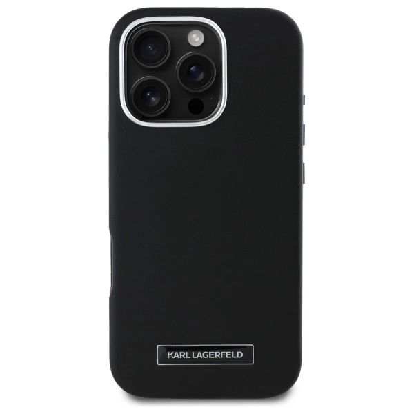 Karl Lagerfeld FW Metal Plate MagSafe - dėklas skirtas Apple iPhone 16 Pro juodas