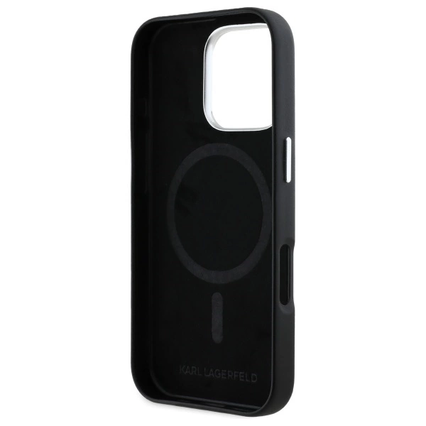 Karl Lagerfeld FW Metal Plate MagSafe - dėklas skirtas Apple iPhone 16 Pro juodas