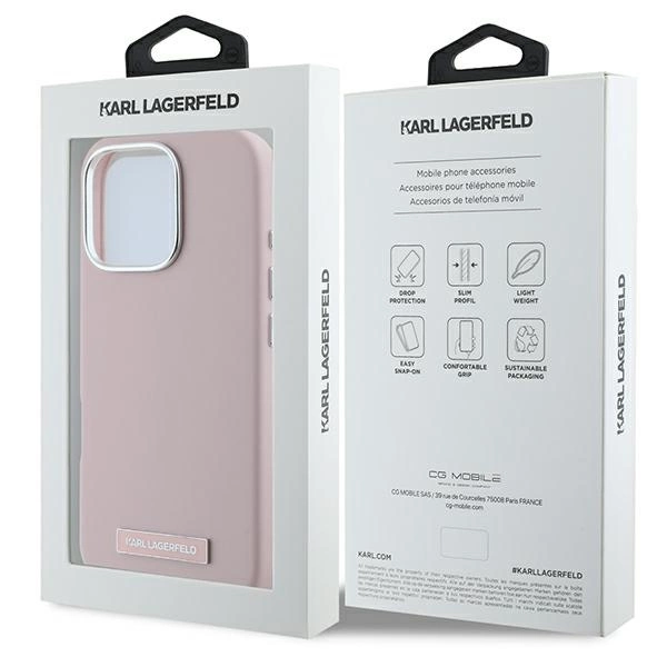 Apple iPhone 16 Pro Max Karl Lagerfeld FW Metal Plate MagSafe (KLHMP16XPGMSRPP) dėklas telefonui rožinės spalvos