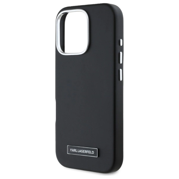Karl Lagerfeld FW Metal Plate MagSafe - dėklas skirtas Apple iPhone 16 Pro juodas