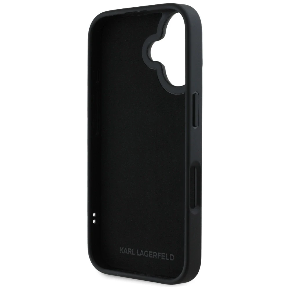 Dėklas Karl Lagerfeld HC 3D Rubber Double Heads Apple iPhone 16 juodos spalvos