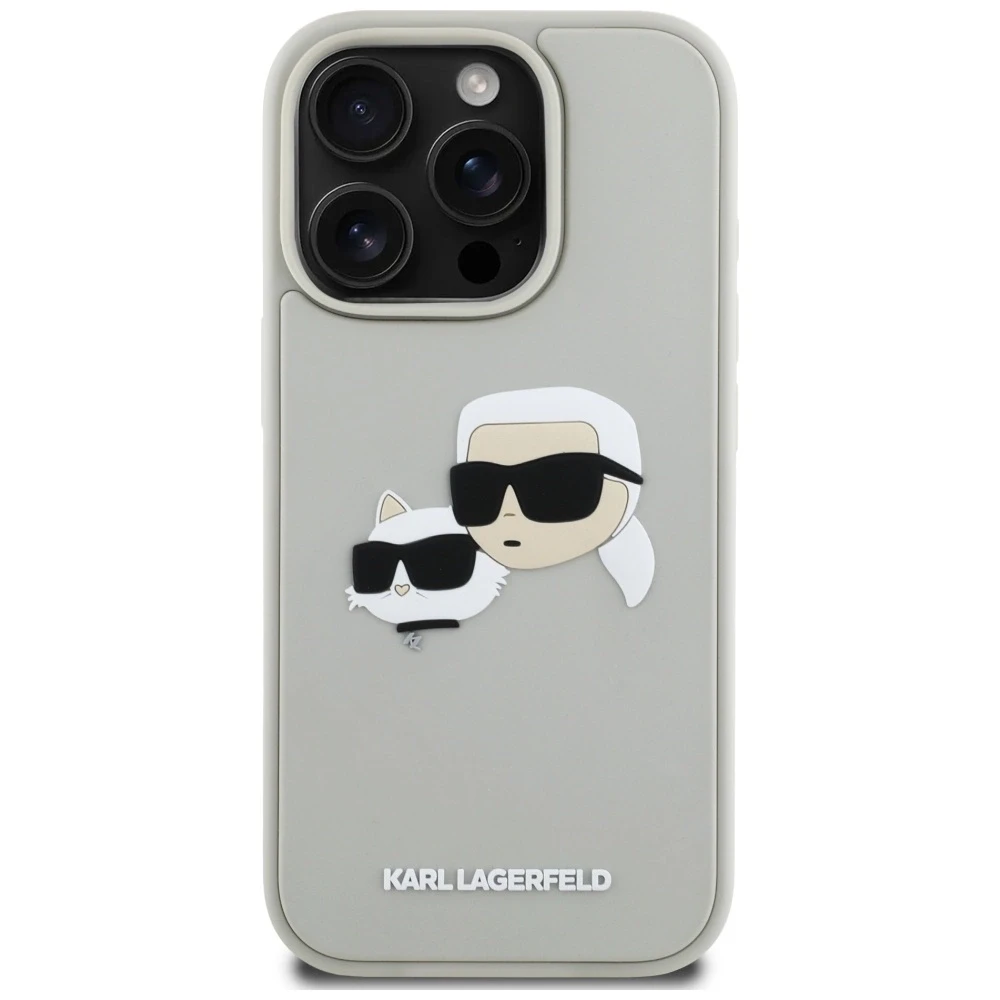 Dėklas Karl Lagerfeld HC 3D Rubber Double Heads Apple iPhone 16 Pro Max smėlio spalva