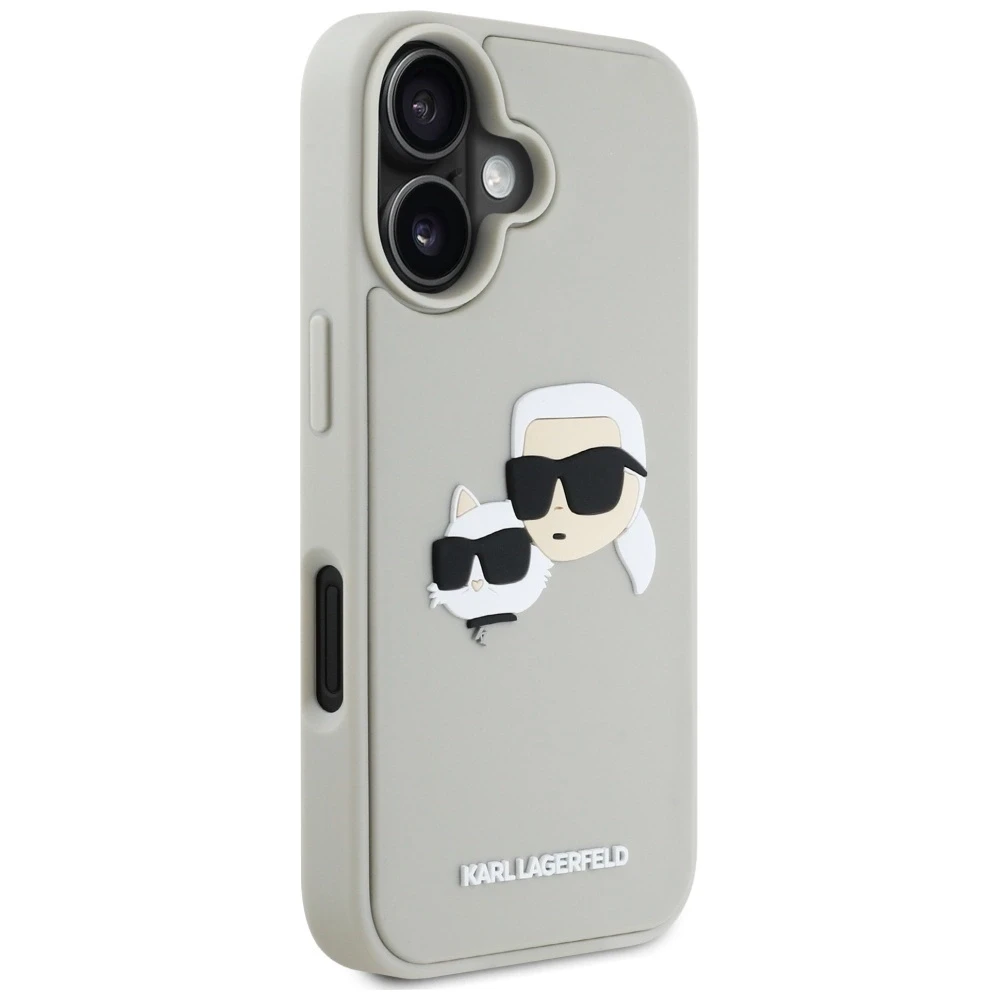 Dėklas Karl Lagerfeld HC 3D Rubber Double Heads Apple iPhone 16 smėlio spalva