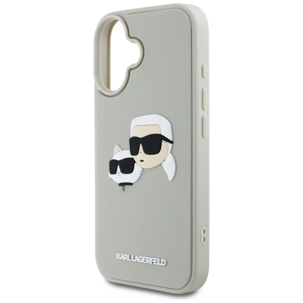 Dėklas Karl Lagerfeld HC 3D Rubber Double Heads Apple iPhone 16 smėlio spalva