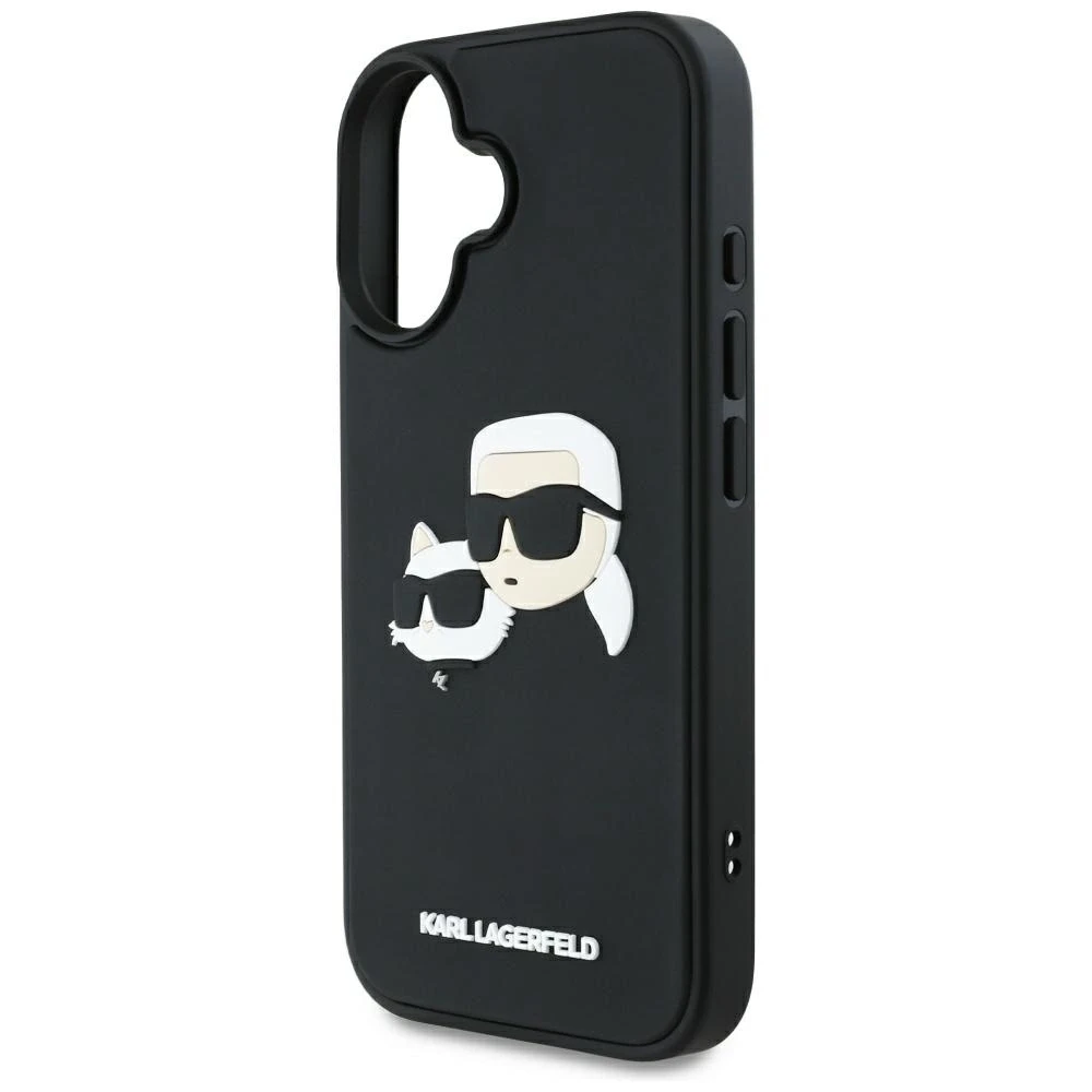 Dėklas Karl Lagerfeld HC 3D Rubber Double Heads Apple iPhone 16 juodos spalvos