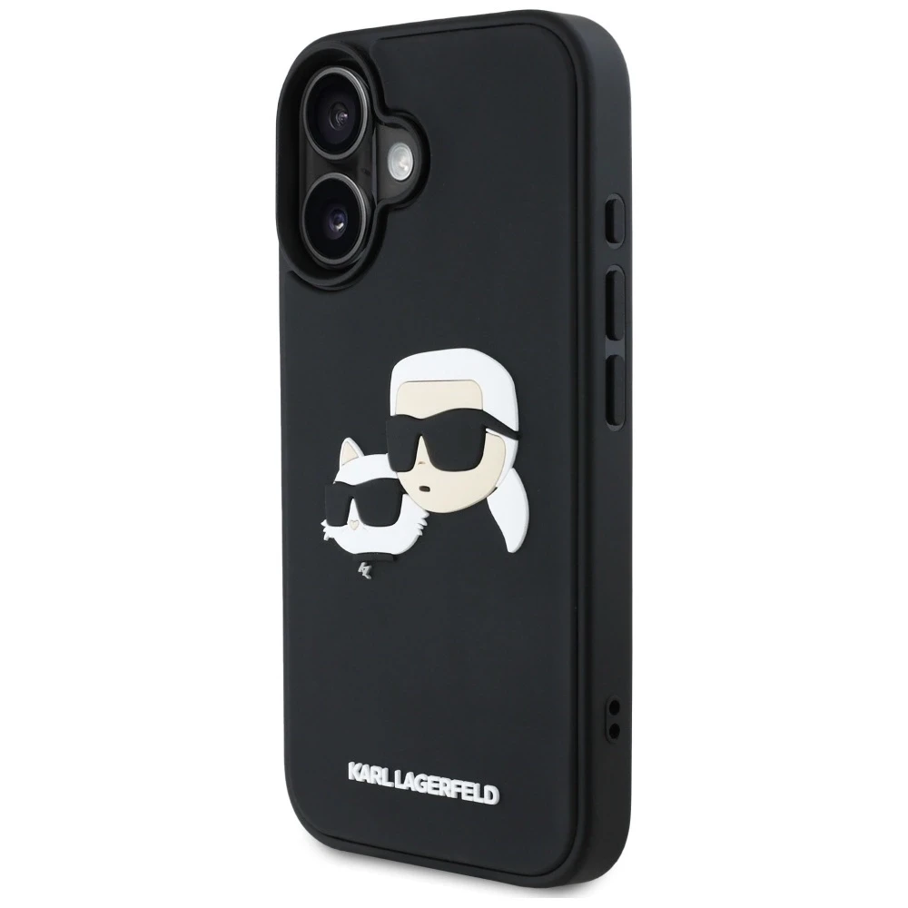Dėklas Karl Lagerfeld HC 3D Rubber Double Heads Apple iPhone 16 juodos spalvos