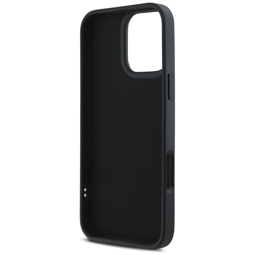 Dėklas Karl Lagerfeld HC 3D Rubber Elongated Glitter Apple iPhone 16 Pro juodos spalvos