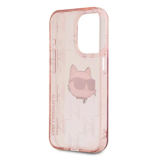 Karl Lagerfeld IML Choupette Head & Monogram - Apple iPhone 15 Pro dėklas, rožinis