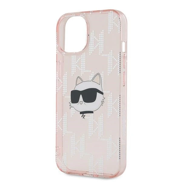Apple iPhone 13 Karl Lagerfeld dėklas IML Choupette Head & Monogram (KLHCP13MHKLPCHP) rožinės spalvos