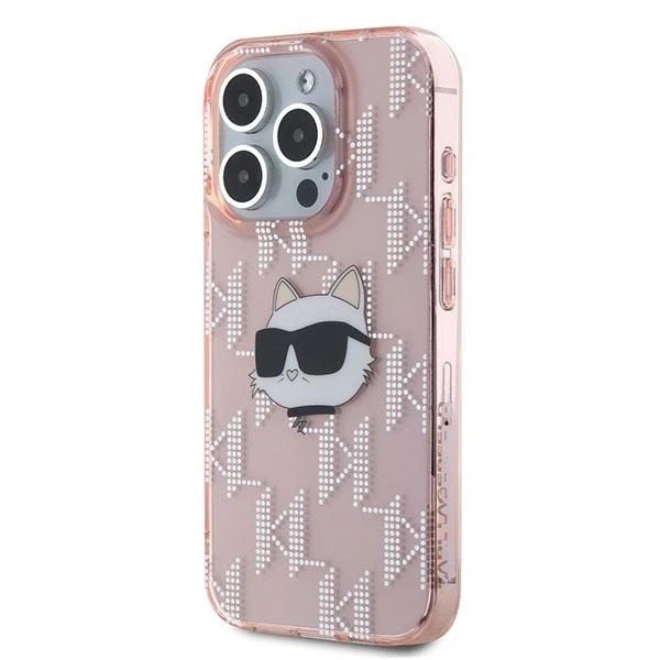 Karl Lagerfeld IML Choupette Head & Monogram - Apple iPhone 15 Pro dėklas, rožinis