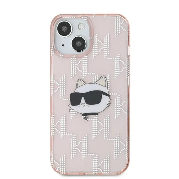 Apple iPhone 13 Karl Lagerfeld dėklas IML Choupette Head & Monogram (KLHCP13MHKLPCHP) rožinės spalvos