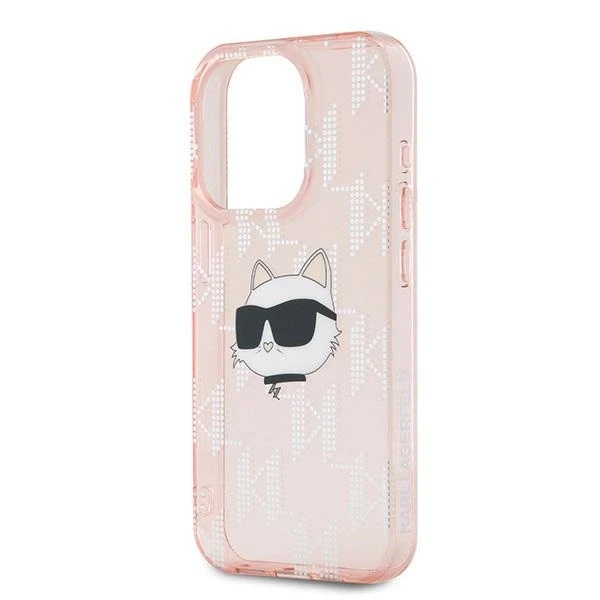 Karl Lagerfeld IML Choupette Head & Monogram - Apple iPhone 15 Pro dėklas, rožinis