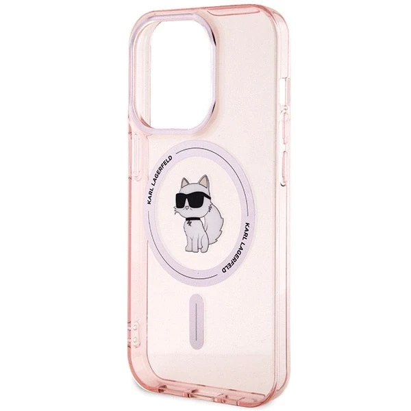 Apple iPhone 15 Pro Karl Lagerfeld dėklas IML Choupette MagSafe (KLHMP15LHFCCNOP) rožinės spalvos
