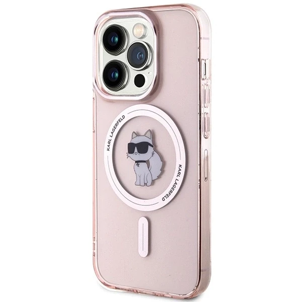 Apple iPhone 15 Pro Karl Lagerfeld dėklas IML Choupette MagSafe (KLHMP15LHFCCNOP) rožinės spalvos