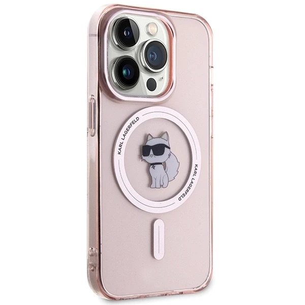 Apple iPhone 15 Pro Karl Lagerfeld dėklas IML Choupette MagSafe (KLHMP15LHFCCNOP) rožinės spalvos