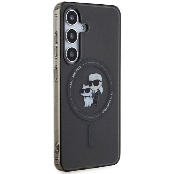 Karl Lagerfeld KLHMS24SHGKCNOK S24 S921 juodos spalvos kietas dėklas IML Karl&Choupette MagSafe