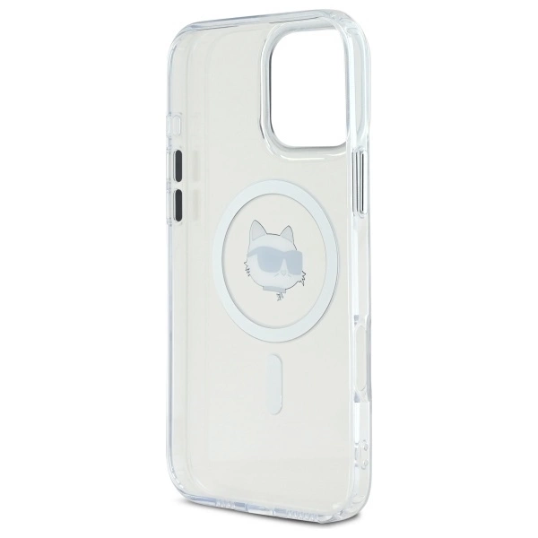Karl Lagerfeld IML Metal Choupette Head MagSafe - dėklas skirtas Apple iPhone 16 Pro baltas