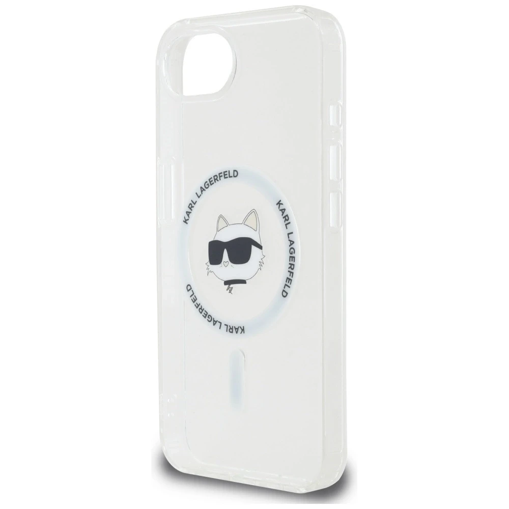Karl Lagerfeld IML Metal Choupette Head MagSafe iPhone 16e Dėklas - Baltas