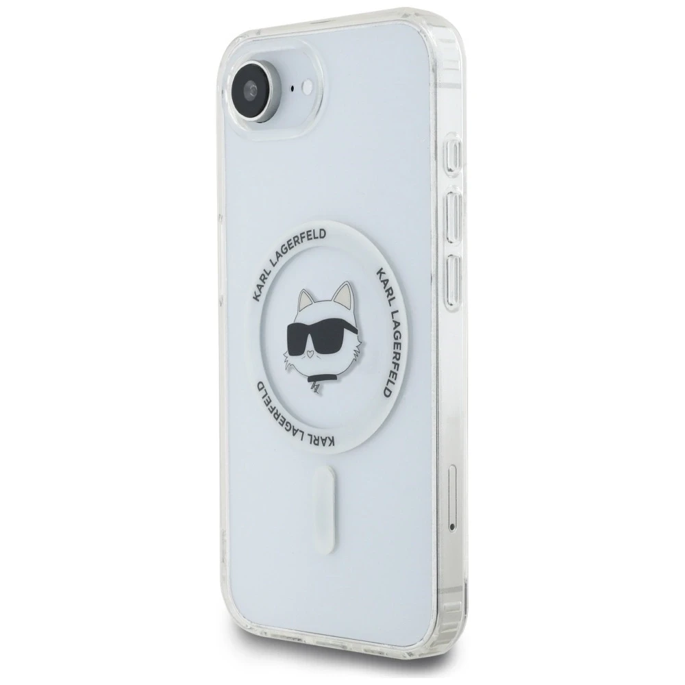Karl Lagerfeld IML Metal Choupette Head MagSafe iPhone 16e Dėklas - Baltas