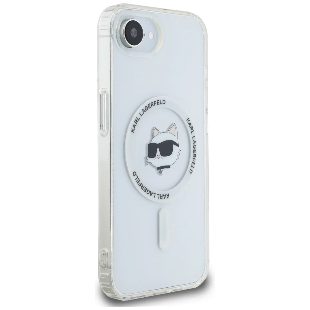 Karl Lagerfeld IML Metal Choupette Head MagSafe iPhone 16e Dėklas - Baltas
