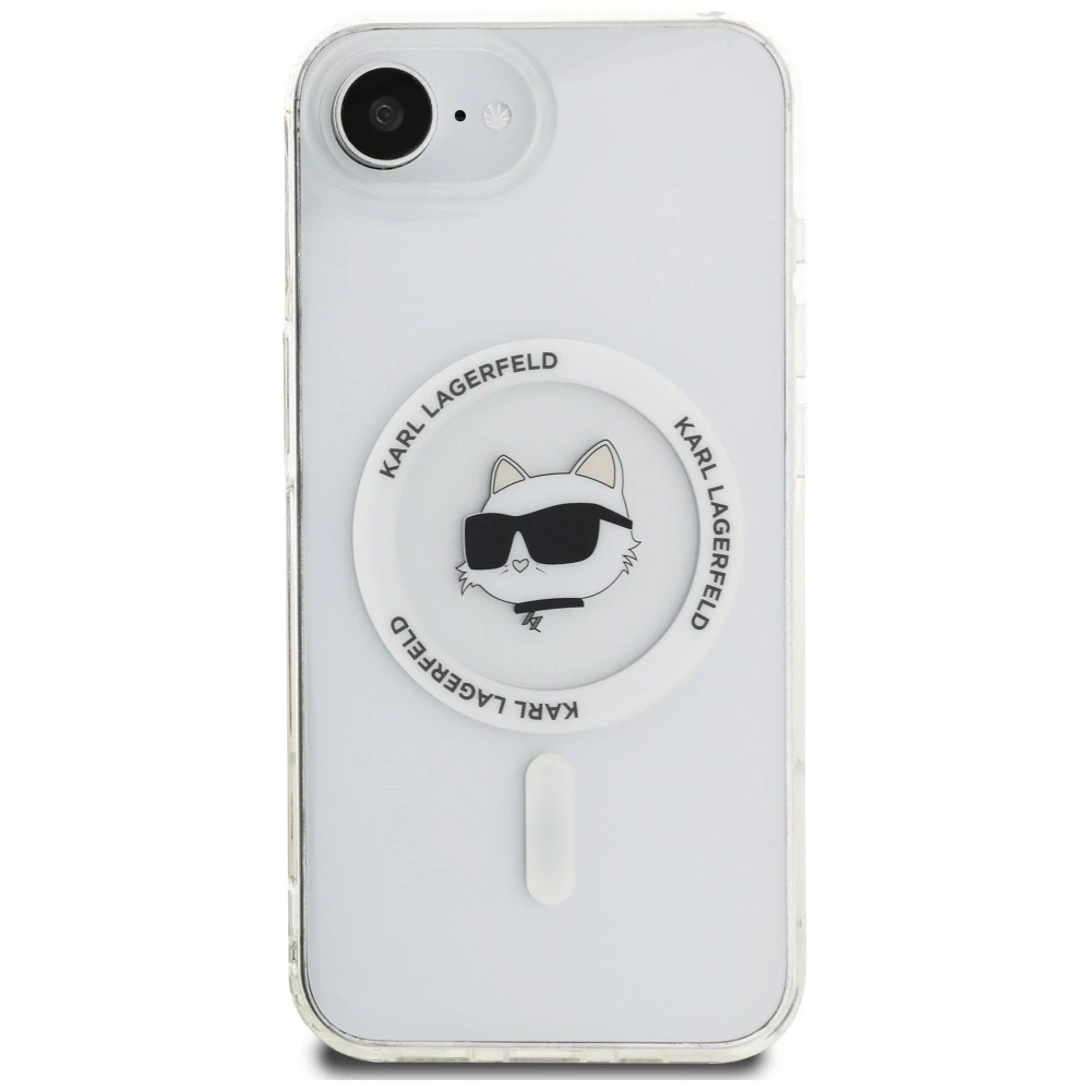 Karl Lagerfeld IML Metal Choupette Head MagSafe iPhone 16e Dėklas - Baltas