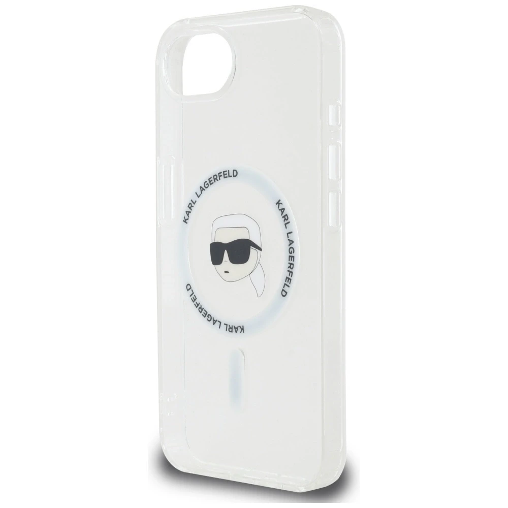 Karl Lagerfeld IML metalinis Karl Head MagSafe dėklas iPhone 16e Baltas