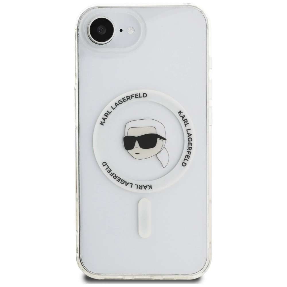 Karl Lagerfeld IML metalinis Karl Head MagSafe dėklas iPhone 16e Baltas