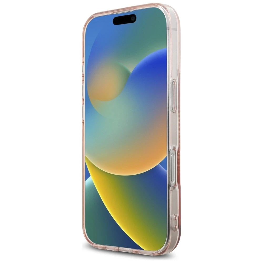 Dėklas Karl Lagerfeld IML Rhinestones Karl Head Apple iPhone 16 Pro rožinės spalvos