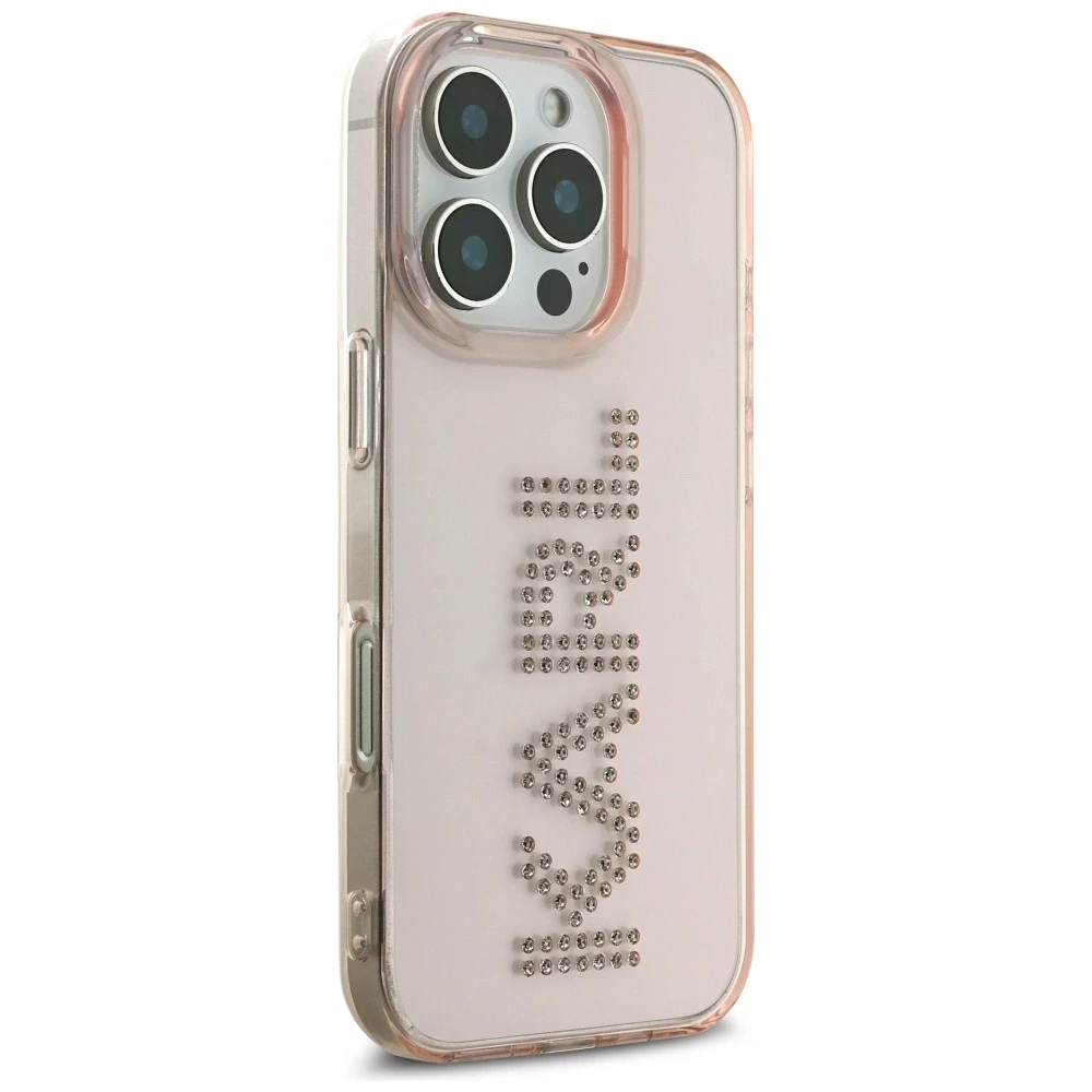 Dėklas Karl Lagerfeld IML Rhinestones Logo iPhone 16 Pro Max Case - Rožinė